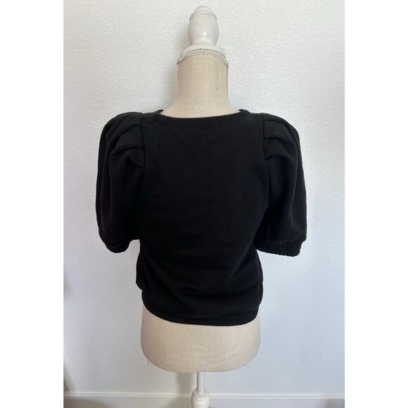 INC International Concepts Puff-Sleeve Crewneck Sweatshirt Black Top - S - Picture 5 of 6